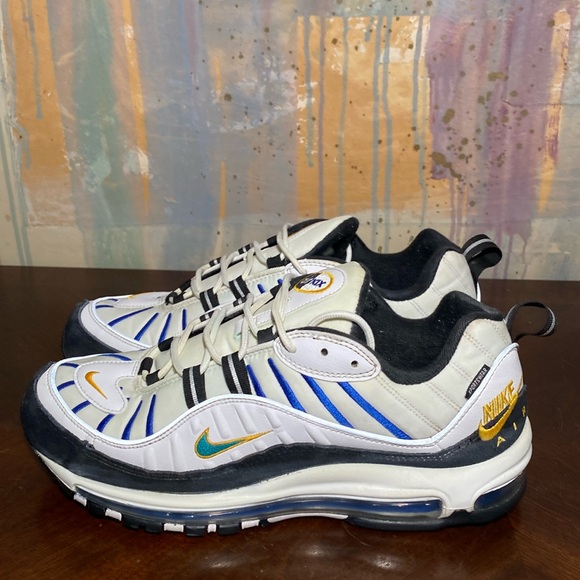 nike air max 98 white teal nebula university gold